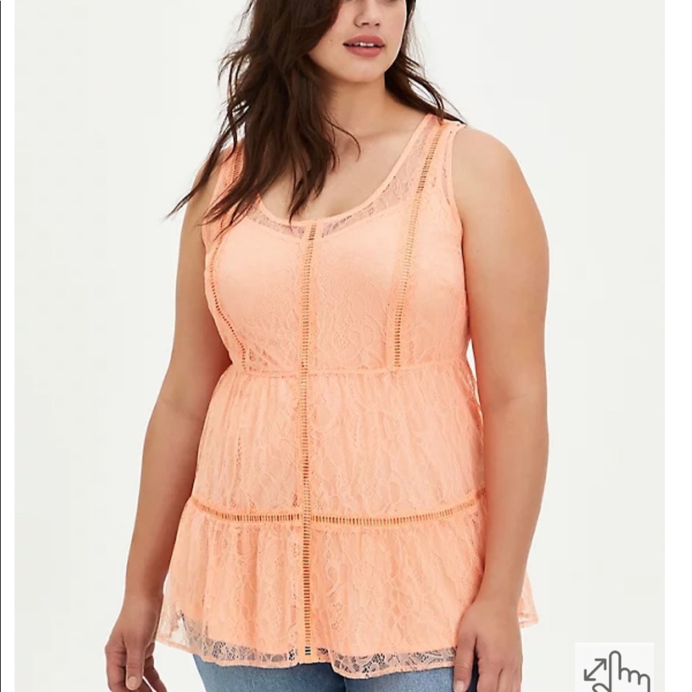 TIERED TUNIC TANK - LACE CORAL
